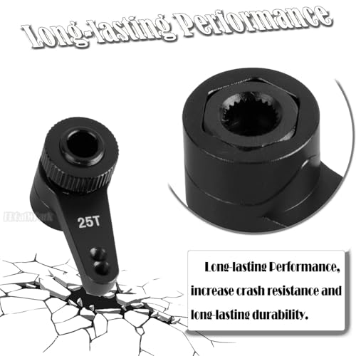 Aluminum 25T Unloading Steering Servo Horn Servo Arm Upgrades Part for 1/10 RBX10 SCX10 90046 Capra 1.9 UTB L0 S1 1/8 LMT Solid AXLE 4WD Monster Truck LOS04022 RC Car,Black - color: Black - (25t Servo Arm)