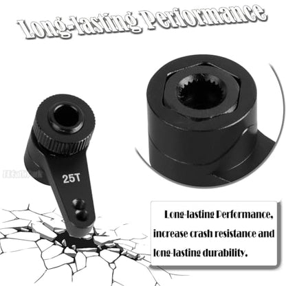 Aluminum 25T Unloading Steering Servo Horn Servo Arm Upgrades Part for 1/10 RBX10 SCX10 90046 Capra 1.9 UTB L0 S1 1/8 LMT Solid AXLE 4WD Monster Truck LOS04022 RC Car,Black - color: Black - (25t Servo Arm)