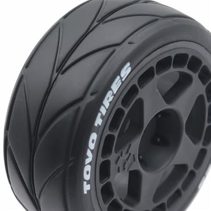 65mm 4PCS 1/10 RC On-Road tires and Hard Plastic wheels set Hex 12mm For WRC Drift Car Conversion 1/10 RC On-Road Car Traxxas Tamiya FW06 TT02 HPI HSP 94122 Kyosho W37 (Black) - color: Black