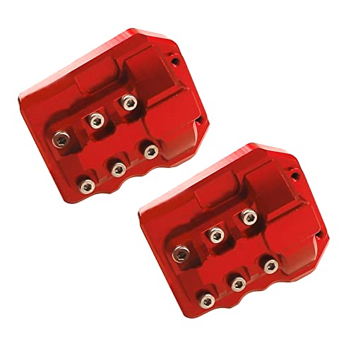 2Pcs ShareGoo Aluminum Alloy Front Rear Axle Differential Cover 15g Diff Cover Case Compatible with Traxxas TRX-4 1/10 RC Crawler Car (Red) - color: Red