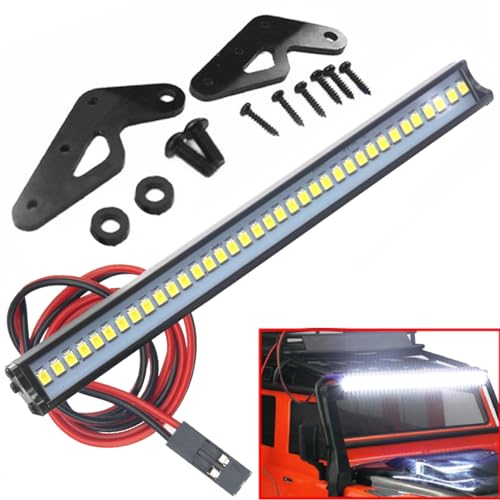 16LEDs RC Crawler Car LED Light Bar Roof Lamp Simulation Spotlight Kit 5-8.4V & Super Bright 36 LED Light Bar Metal Roof Lamp Lights