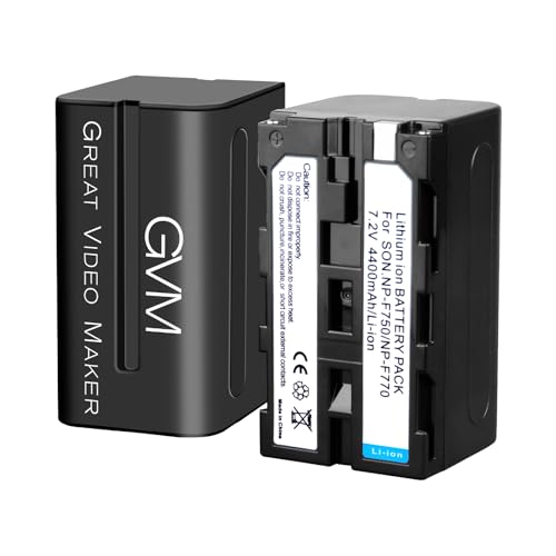 GVM 2 Packs NP-F750 Replacement Batteries 7.2V 4400mAh with Dual Travel Chargers, Compatible with NP-F550/570/750/770/960/970/DCR/DSR/HDR/FDR/HVR/HVL Camera Camcorder LED Video Light Slider Monitor