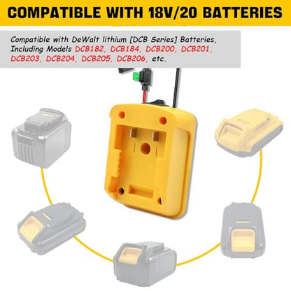 Battery Adapter Compatible with DeWalt 20V, Drill Batteries Converter for RC Car Toys, Rc Trucks, Robotics, Mods, Adapters Conversion Upgrade Kit DIY Tools Accessories with Switch 30A Fuse 12AWG Wire - color: Yellow