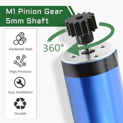 Steel Mod1 5mm Pinion Gear 1PCS, 11-28 M1 Pinion Gear Metal Hardened Steel Fit 5mm RC Motor Shaft with 3.175mm Coupler Compatible with 1/5 1/6 1/8 1/10 1/14 RC Brushless Brush Motor (24T) - size: 24T