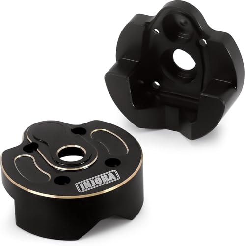 INJORA RC Brass Portal Cover 2Pcs Black Coating Portal Steering Knuckle Cap for RC Crawler Axial SCX10 III AXI03007 & AXI03004 Upgrade Part