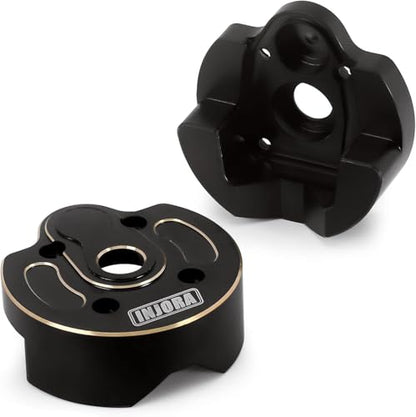 INJORA RC Brass Portal Cover 2Pcs Black Coating Portal Steering Knuckle Cap for RC Crawler Axial SCX10 III AXI03007 & AXI03004 Upgrade Part