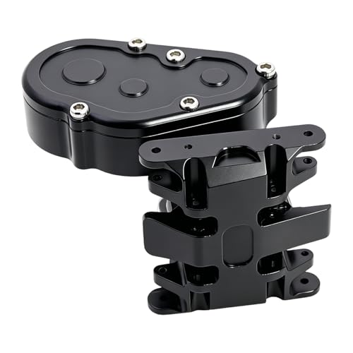 Aluminum SCX30 Transmission Assembled Gearbox with Skid Plate & Steel Gears for Axial 1/30 RC Crawler scx30 Bronco Wrangler JLU K10 Upgrade(Black) - color: Black