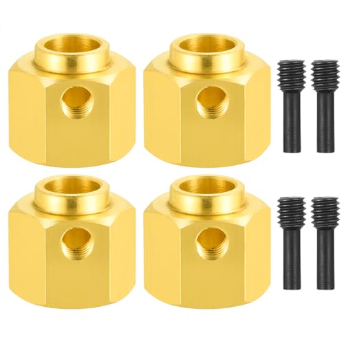 4Pcs Brass 12mm Wheel Hex Hubs Adapter, 10mm Thickness | 5mm, 8mm, 9mm, 10mm, 11mm, 12mm, Extension Combiner, Counterweight, For 1/10 Tra-xxas TRX4, RC Crawler Car - color: 10mm Thickness