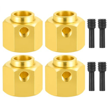 4Pcs Brass 12mm Wheel Hex Hubs Adapter, 10mm Thickness | 5mm, 8mm, 9mm, 10mm, 11mm, 12mm, Extension Combiner, Counterweight, For 1/10 Tra-xxas TRX4, RC Crawler Car - color: 10mm Thickness