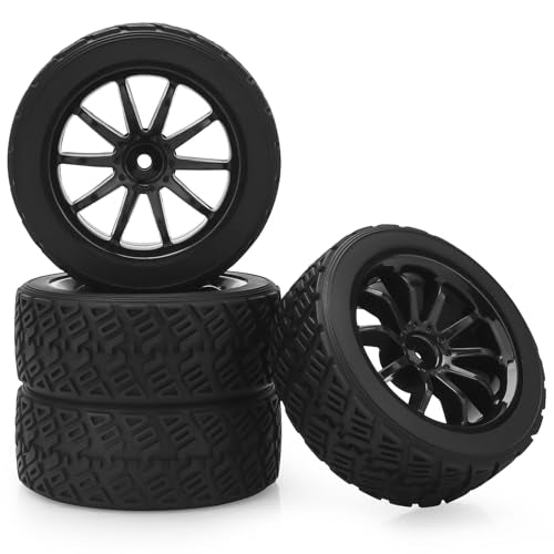 RC On Road Wheels and Tires, daitoku 12mm Hex RC Rally Racing Car Tires for 1/16 1/14 1/12 1/10 RC Touring Car On-Road Off Road Buggy - Style D - style: Style D