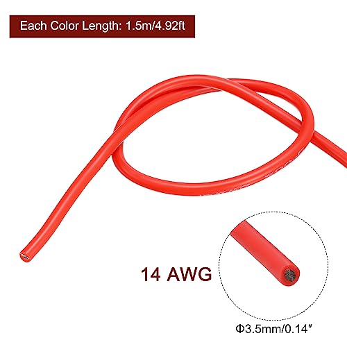 MECCANIXITY 14 Gauge Wire Silicone Wire 14AWG Electrical Wire Stranded Wire Tinned Copper Wire High Temp Hookup Wire 6 Color 1.5m/4.92ft for Car Model Electric Appliances 6pcs - size: 14AWG, 4.92ft