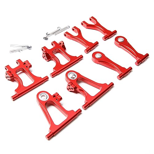 TT-02 CNC Aluminum Front Rear Arms Set for 1/10 RC Car Tamiya TT02 Upgrade Part (Front +Rear Arm Red) - color: Front +Rear Arm Red