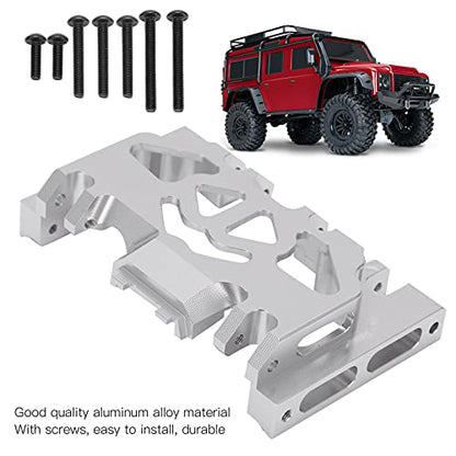 Aluminum Alloy Center Skid Plate, Gearbox Mount Gear Box Base Medium Mount Chassis Skid Plate Upgrade Parts for TRAXXAS 1/10 RC Crawler Car Accessories, Sliver