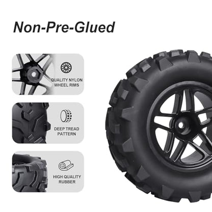 Hobbypark (4-Pack) RC Truck 2.8" Tires & Wheels Rims with Foam Inserts 12mm Hex Hub for 1/10 Electric/Nitro Power Off Road Monster