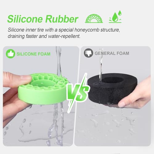 HobbyPark 1.0 Tires Silicone Inserts Foam fit 62-64mm*24mm for 1/18 1/24 Scale RC Crawler Trucks, Super Soft, 4pcs (Green) - color: Green (Large)