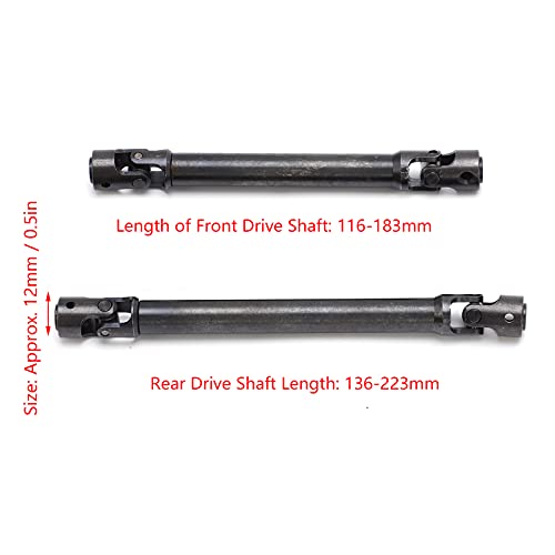Front Rear Drive Shaft, Stainless Steel Adjustable Drive Shaft Upgrade Parts for Axial RBX10 RYFT AXI03009 1/10 RC Cars