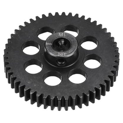 MECCANIXITY 1M 50T 40 Chrome Steel Motor Pinion Gears, 2.05" x 2.1" RC Motor Gears Fits 8mm Shaft Bore for RC Vehicles Truck Drift Remote Control Car Off-Road Crawler Parts, Black - style: 50T