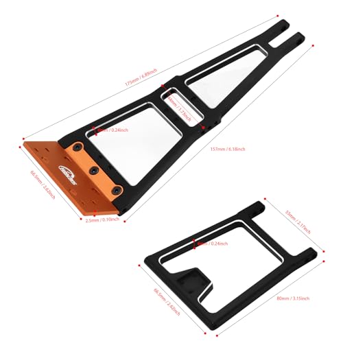 Aluminum RC Winch Double Stent Rescue Set Truck Tow Crane Arm Wrecker Kit with 360° 35KG Servo for 1/10 SCX10 TRX4 RC Crawler and Trailer RC Upgrade Parts - color: Black & Orange