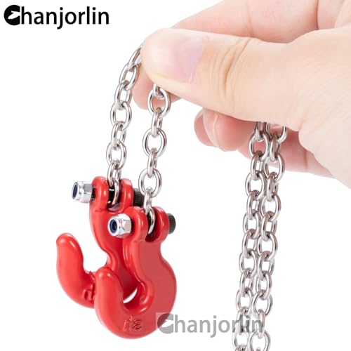 1/10 RC Crawler Car Mini Simulation Metal Trailer Chain with Tow Hook Accessories for 1:10 Scale Rock Crawler Truck Car Traxxas TRX4 SCX10 RXB10 Redat Axial RC4WD Tamiya TF2 Gen8 (Red) - color: Red
