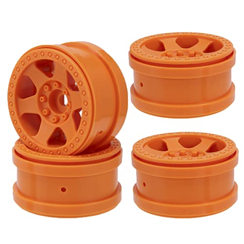 4PCS Plastic 2.2 Inch Beadlock Wheel Rim Wheel Hub 12mm Drive Hex Compatible with 1/10 RC Crawler Car for Axial SCX10 90046 TRX4 Wraith RR10 Capra(Orange) - color: Orange