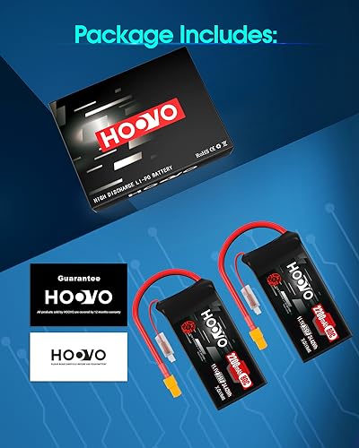 HOOVO 3S Lipo Battery, 2200mAh 80C 11.1V Shorty Lipo Battery Pack XT60 Plug | 2 Pack, Softcase, compatible with Drone RC Airplane Helicopter Quadcopter FPV RC Car - style: 3S 2200mAh 80C-XT60