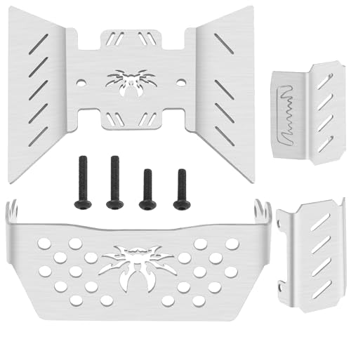 4Pieces ShareGoo Stainless Steel RC Skid Plate,RC Chassis Armor Protector Plate Protection Compatible with Axial SCX10-III AXI03007 1/10 RC Crawler Car