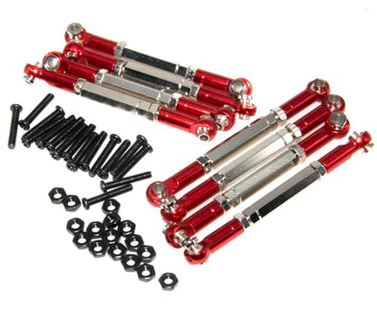 Steering Pull Rod Link Compatible with WPL B14 Part C14 C24 C-14K C-24K MN-90 MN-91 MN-45 MN-96 MN-99 1/16 RC Car Full Metal Servo Linkages Arm Tie Rod Ends Upgrade 8Pcs(Red)