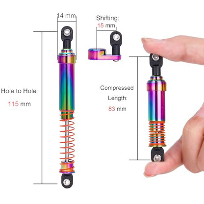 1/10 RC Shock Oil Dampers kit with Offset Cap for 1/10 SCX10 TRX4 Capra Axial Tamiya LCG Cheater Rigs VS4-10 D90 90046 RC Crawler Car (115mm) - size: 115mm