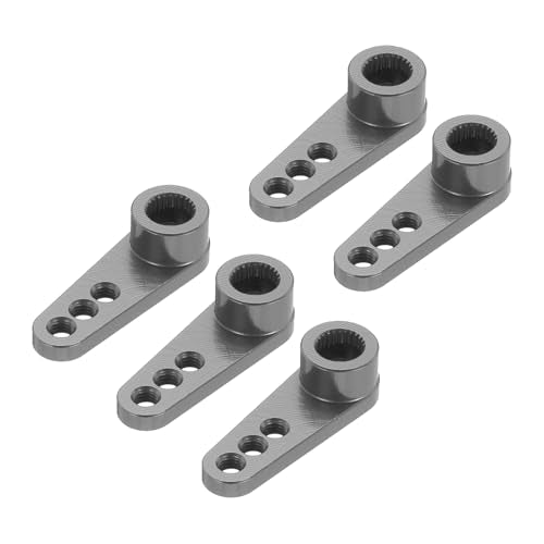 MECCANIXITY 5 Pcs Aluminum Servo Horn 25T Servo Horn Steering Short Arm 28mm Length Bright Gray Suitable for DIY RC Car/Boat/Airplanes Boat Model Accessories - color: Bright Gray
