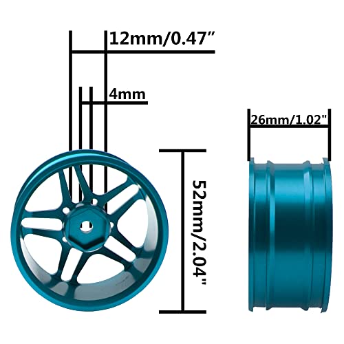 ShareGoo Metal Wheel Rims RC 12mm Hex Hubs 1/10 RC Drift On-Road Racing Touring Wheel Rim Compatible with HSP Tamiya Kyosho RedCat Sakura WLtoys Universal 1/10 RC Scales,5-Spoke (Blue) - color: Blue