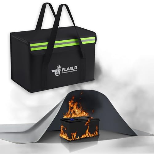 FLASLD Large Fireproof Lipo Bag for 100Ah Lithium Battery Storage and Charging and Fireproof Lithium Battery Cover