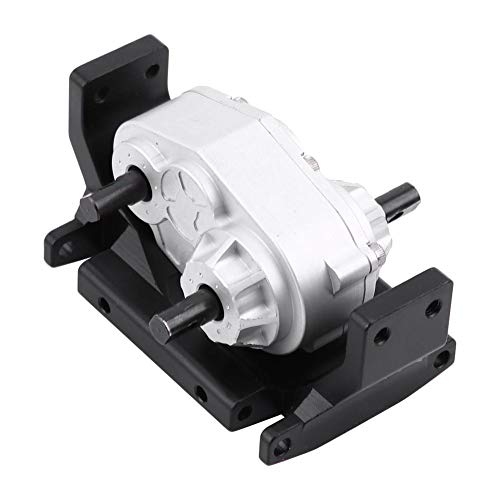 RC Transfer Case, 72mm CNC Machined Metal Gearbox with Mount for SCX10 D90 1/10 RC Crawler Car Black Silver