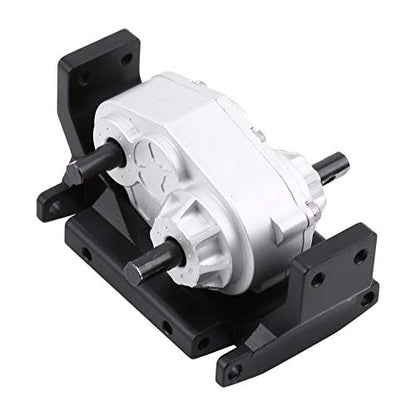 RC Transfer Case, 72mm CNC Machined Metal Gearbox with Mount for SCX10 D90 1/10 RC Crawler Car Black Silver