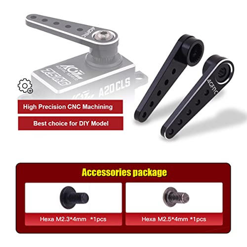 AGFRC 25T 0.71g CNC Metal Servo Horn for Micro RC (HPS06) | CNC Machined AL6061, Black, 25.33mm Length, Fits AGFRC A20/B13/A24/A27 Series Servos, For SCX24 & Mini RC
