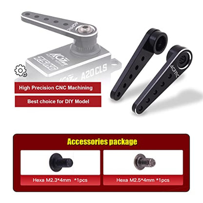 AGFRC 25T 0.71g CNC Metal Servo Horn for Micro RC (HPS06) | CNC Machined AL6061, Black, 25.33mm Length, Fits AGFRC A20/B13/A24/A27 Series Servos, For SCX24 & Mini RC