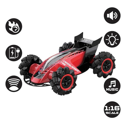 LEXIBOOK, Crosslander Fire RC Car, RC60 | Smoke Jet, Gesture Control, Music, Rechargeable - style: Crosslander Fire