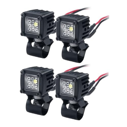 4PCS RC Spot Beam Square LED Cubes Offroad Driving Lights RC Light Bar LED Housing Lens Spotlight Compatible with 1/10 RC Car TRX4 TRX6 Axial SCX10 90046 RR10 D90 (D-9 Holes) - color: D-9 Holes