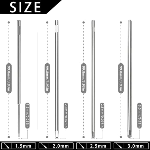 RC Hex bits1.5mm Allen Key Set Screwdriver Bits 4pcs Anti-Stripping Hex Driver Bits with Precision High Hardness Steel for RC Car, Drone, 3C Devices, DIY & Furniture Repair - style: 1.5 4Pcs