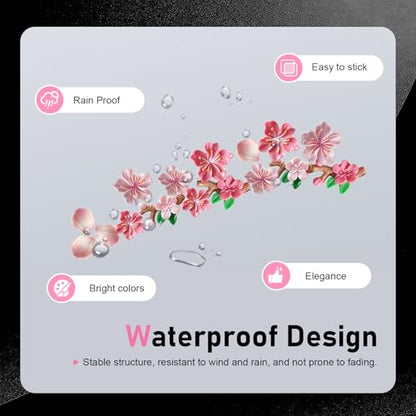 16 PCS 3D Stereo Cherry Blossom Car Stickers, Flower Design DIY Car Body Bumper Decoration, Personalized Scratch Cover Waterproof Decals, Universal for Cars SUVs Trucks (Pink) - size: 16 PCS
