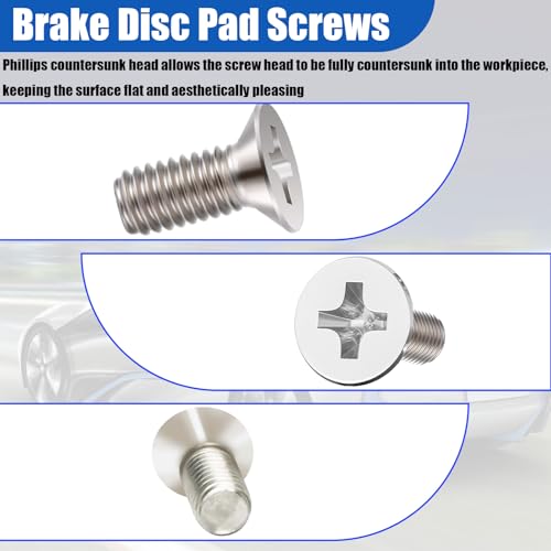 8 PCS Stainless Steel Brake Disc Rotor Screws, Disc Brake Fixing Screw | Brake Disc Rotor Screws for Front and Rear, 93600-06014-0H, Compatible with Honda, Acura, Hyundai and Kia Models