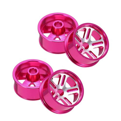 MECCANIXITY 4Pcs RC Car Wheel Rims, 20.5mm Dia 5-Spoke Pink Aluminum Alloy Wheel Rims Hex Hub for HSP RC Drift Racing Touring Car - color: Pink, size: 20.5mm Dia