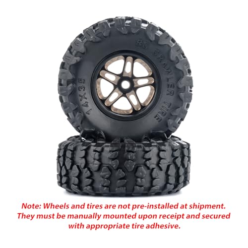 for Axial SCX30 Upgrade Wheels & Tires – 0.7" Brass Rim with Offset for Ford Bronco, Jeep Wrangler, Chevrolet K10 RC Rock Crawler Accessories 4pcs/Set
