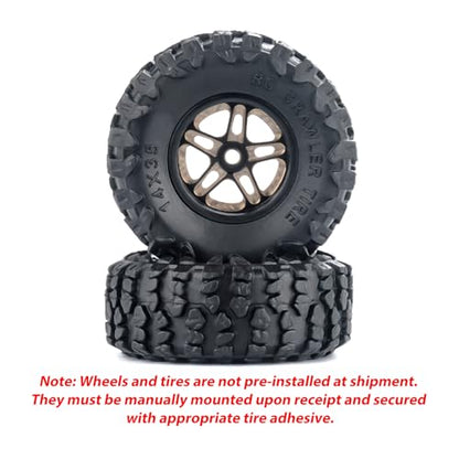for Axial SCX30 Upgrade Wheels & Tires – 0.7" Brass Rim with Offset for Ford Bronco, Jeep Wrangler, Chevrolet K10 RC Rock Crawler Accessories 4pcs/Set