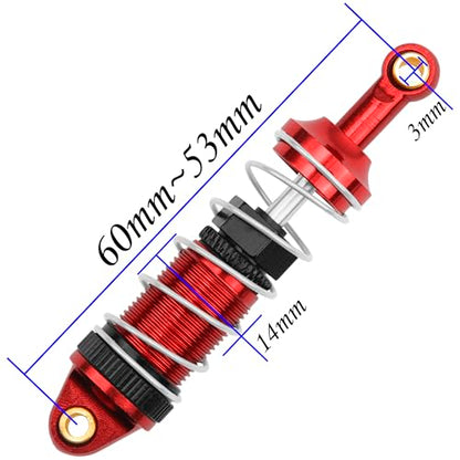 4Pack ShareGoo RC Car Shock Absorbers Metal Shocks Damper Compatible with MJX Hyper Go 14301 14302 14303 1/14 RC Car Upgrades Part (Red) - color: Red