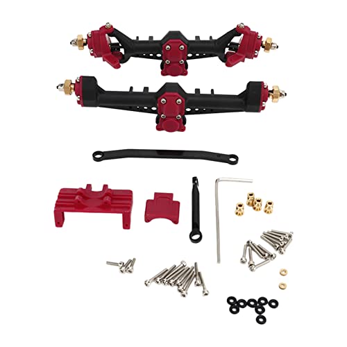 RC Car Front Rear Portal Axle Kit High Performance Plastic Housing Upgraded Heightened Axle Assembly Set for 1/24 Axial SCX24 Crawler Truck (Black Red) - color: Black Red