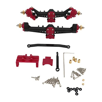 RC Car Front Rear Portal Axle Kit High Performance Plastic Housing Upgraded Heightened Axle Assembly Set for 1/24 Axial SCX24 Crawler Truck (Black Red) - color: Black Red