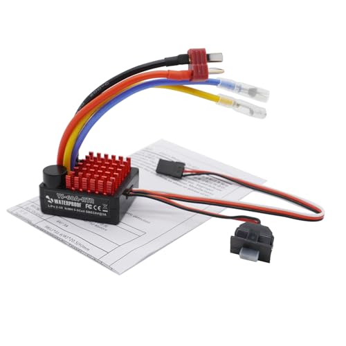 60A Brushed ESC Electronic Speed Controller Waterproof for 1/10 RC Car RC Boat for use with 540/550 Motors (T Plug)