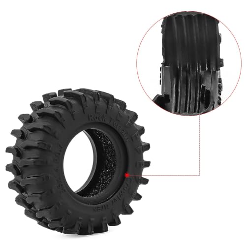 0.7" Rubber Crawler Tires 1.42x0.55in (36x14mm) for 1/30 SCX30 RC Crawler – Upgrade Parts (4Pcs) - color: Black C