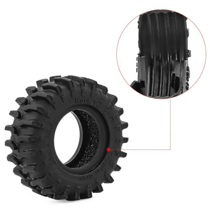0.7" Rubber Crawler Tires 1.42x0.55in (36x14mm) for 1/30 SCX30 RC Crawler – Upgrade Parts (4Pcs) - color: Black C