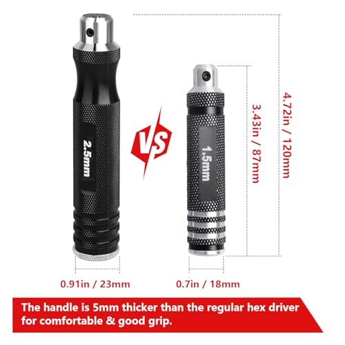 HobbyPark Hex Driver Screwdriver Set 1.5mm 2.0mm 2.5mm 3.0mm Extended Thickened Handle for RC Crawler RC Cars Trucks Buggy On Road Touring Drift Tools